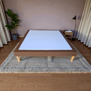 Sommier simili cuir chocolat 160 x 200
