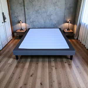 Sommier simili cuir gris 160 x 200