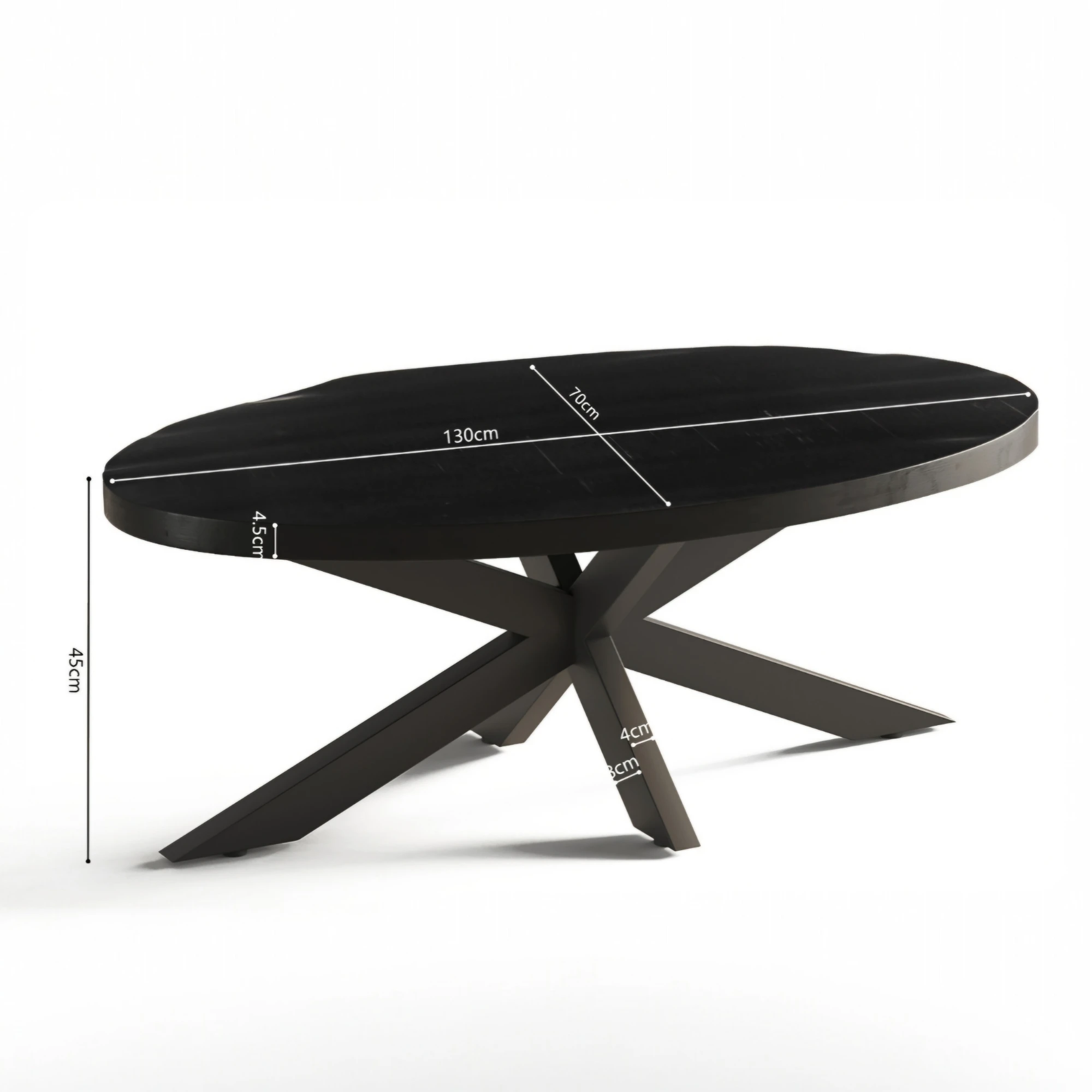 Table basse Madeira ovale bois de manguier noir – Image 2