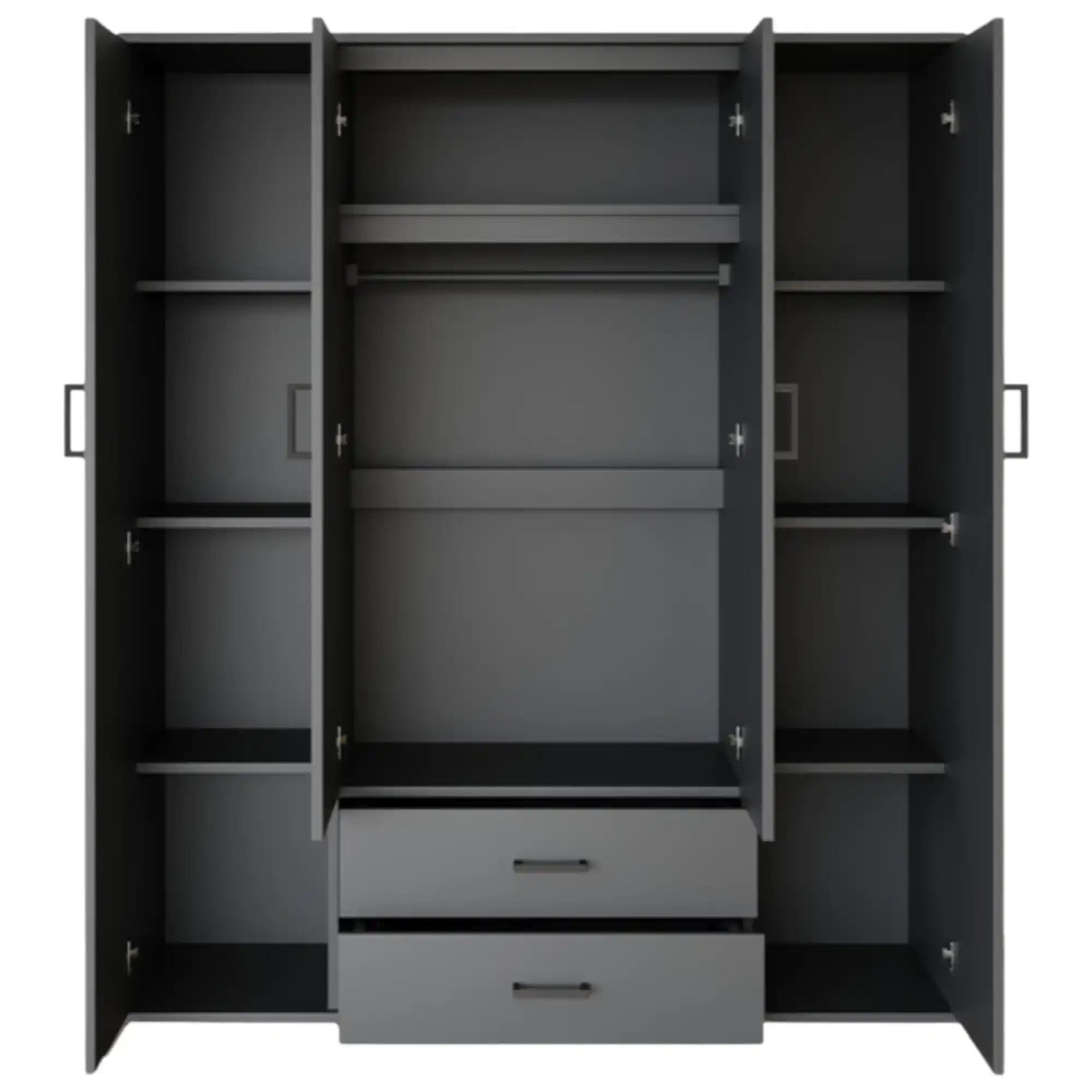 Armoire 160 Marc Gris foncé 4 portes avec 2 miroirs – Image 2