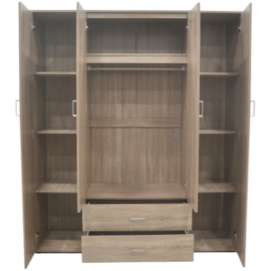 Armoire 160 Marc Sonoma 4 portes avec 2 miroirs