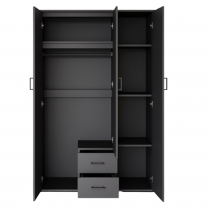 Armoire 120 Marc gris foncé 3 portes avec miroir