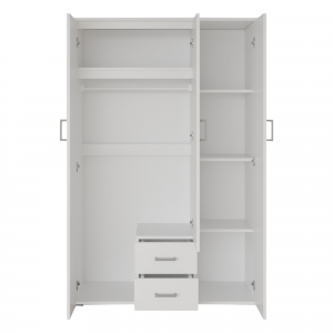 Armoire 120 Marc Blanc 3 portes avec miroir