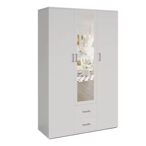Armoire 120 Marc Blanc 3 portes avec miroir
