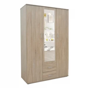 Armoire 120 Marc Sonoma 3 portes avec miroir
