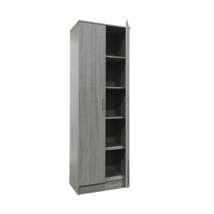 Armoire 60 Ray chêne gris 2 portes et 4 étagères