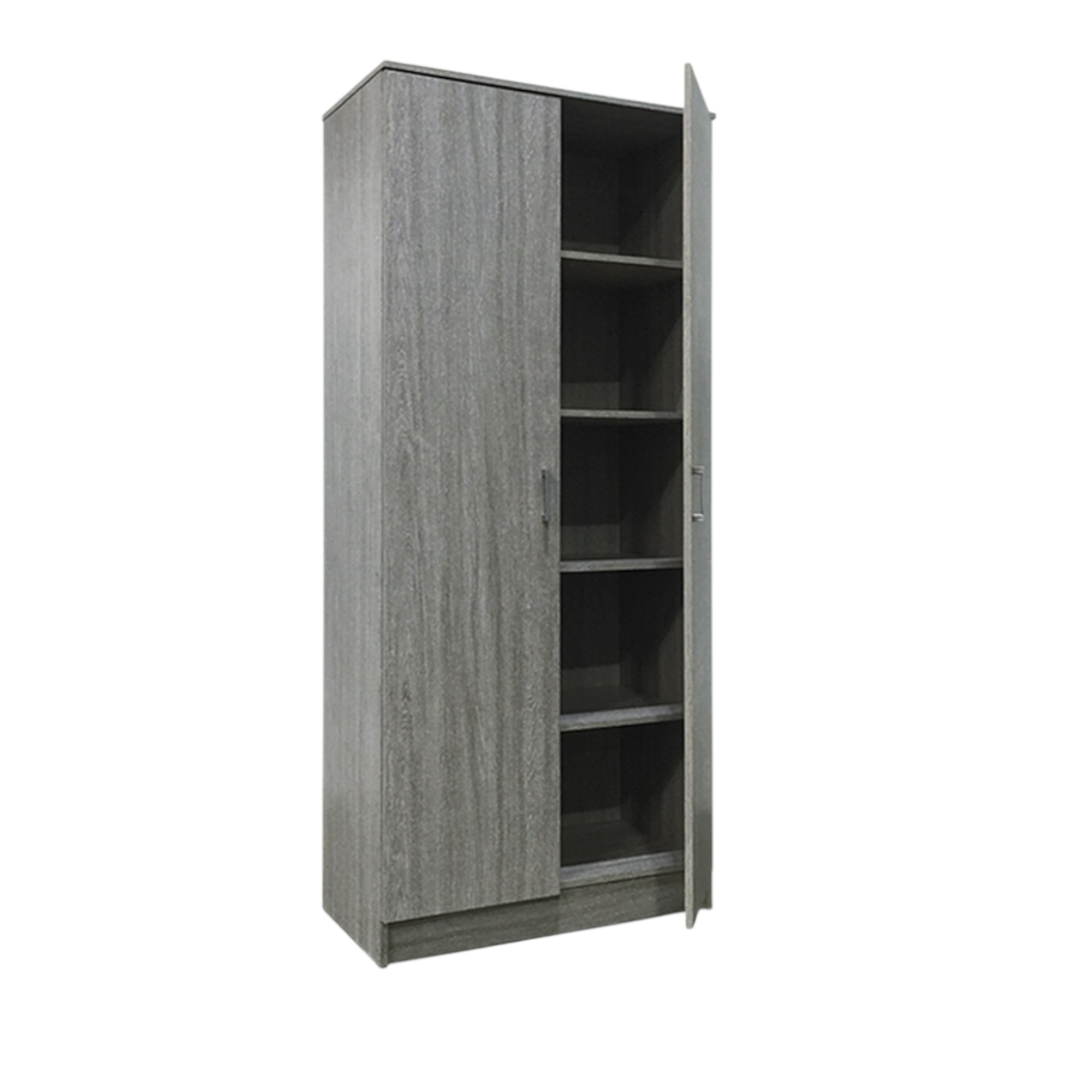 Armoire 80 Ray Chêne Gris 2 portes et 4 étagères – Image 2