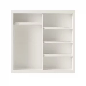 Armoire 182 Mike Blanc 2 portes coulissantes et porte miroir