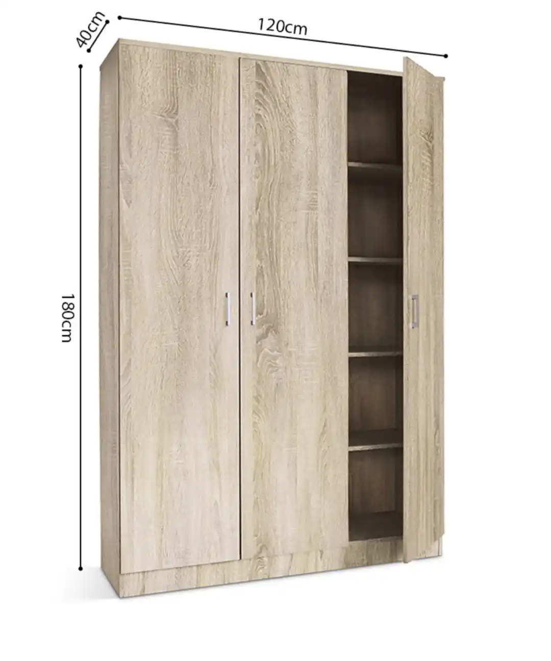 Armoire 120 Ray Sonoma 3 portes et 4 étagères – Image 4