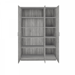 Armoire 120 Ray Chêne Gris 3 portes et 4 étagères