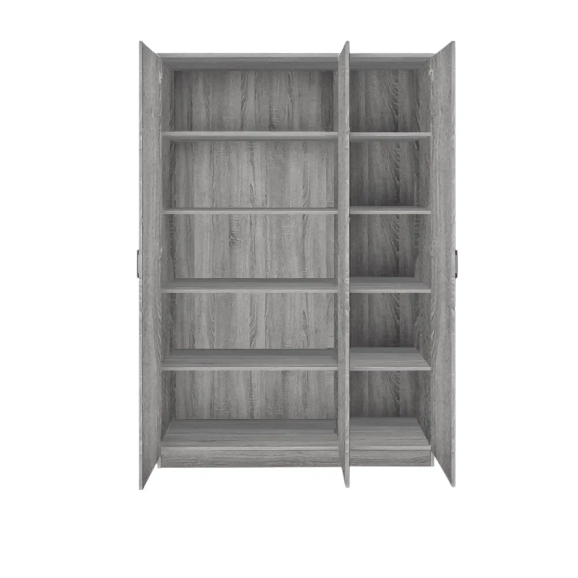 Armoire 120 Ray Chêne Gris 3 portes et 4 étagères – Image 2