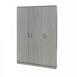 Armoire 120 Ray Chêne Gris 3 portes et 4 étagères