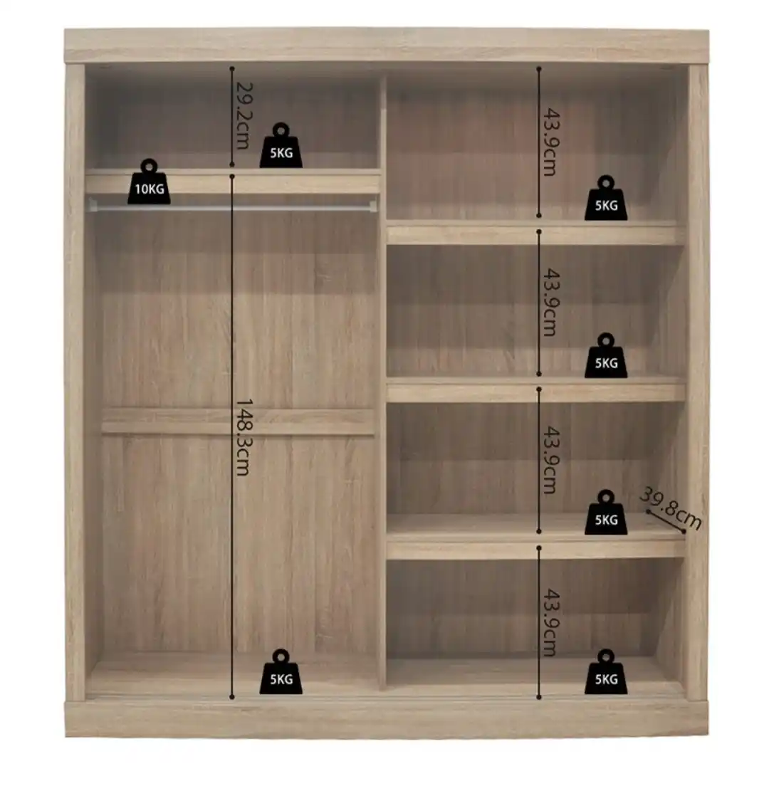 Armoire 183 Mike Sonoma 2 portes coulissantes – Image 3