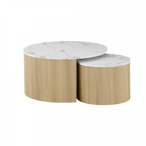 Table basse Rowan Ronde Décor Marbre Beige