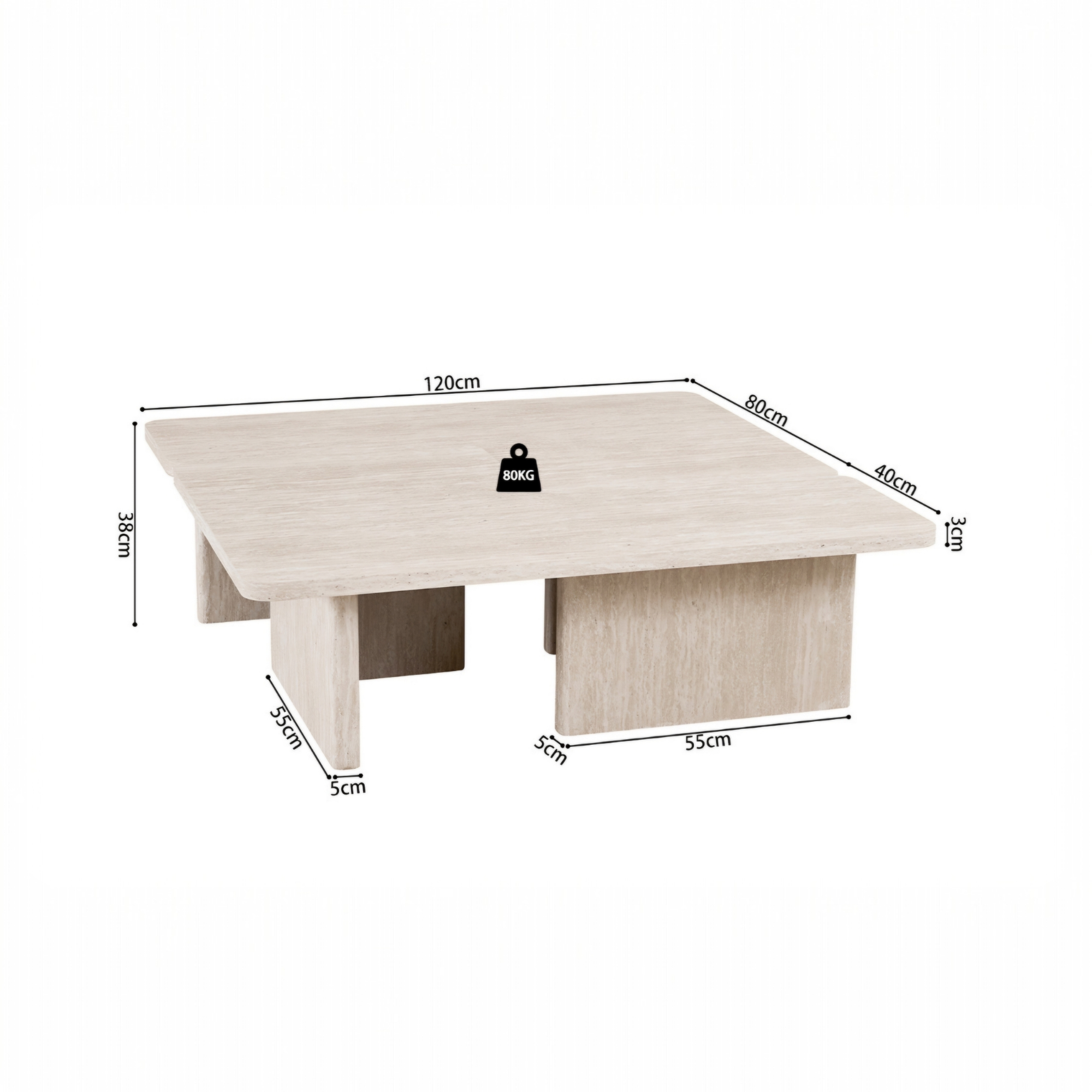 Table basses Arallo Décor Travertin Beige – Image 3