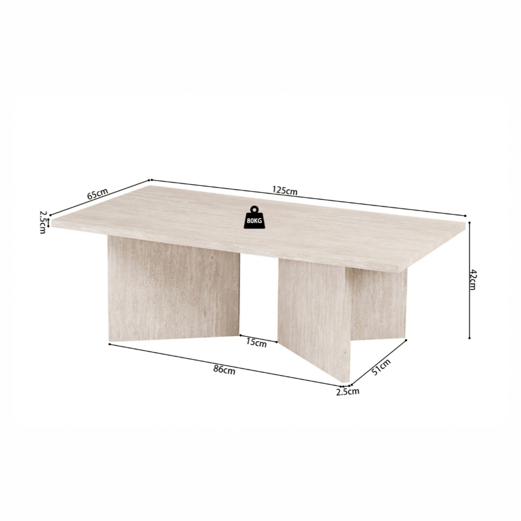 Table basses Litar Décor Travertin Beige – Image 3