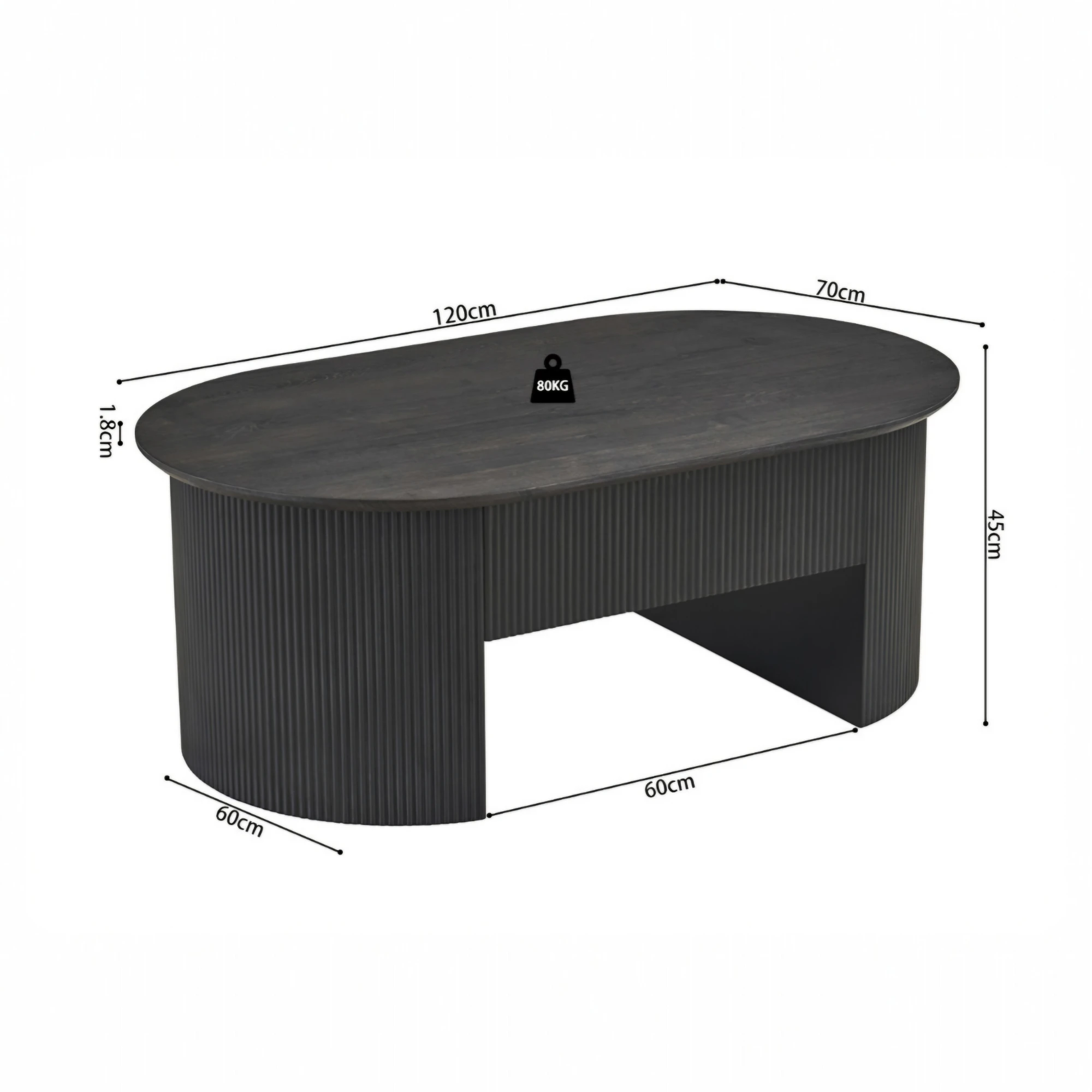 Table basse Lagos 120 cm Plateau relevable Décor Brun foncé – Image 4