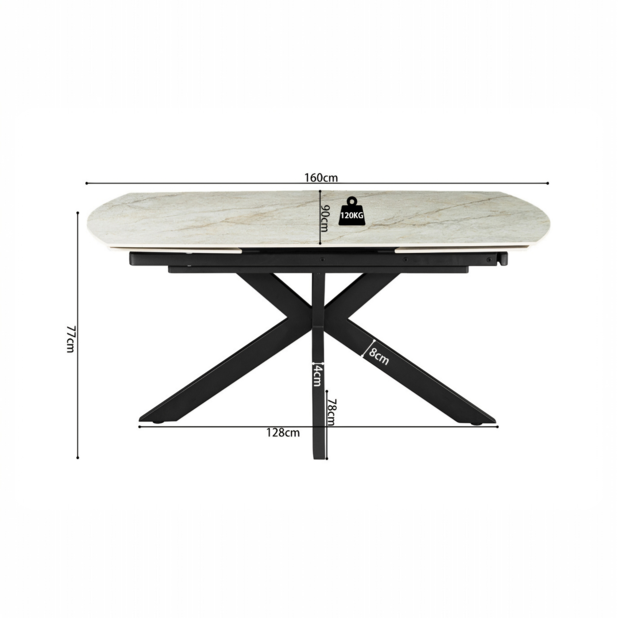 Table extensible Ares 160-240 cm Ovale Danoise Brillant Pierre Beige – Image 4