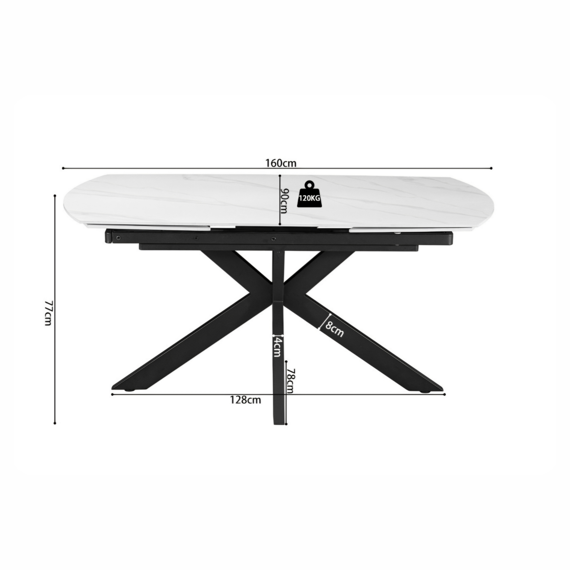 Table extensible Ares 160-240 cm Ovale Danoise Pierre Blanc – Image 3