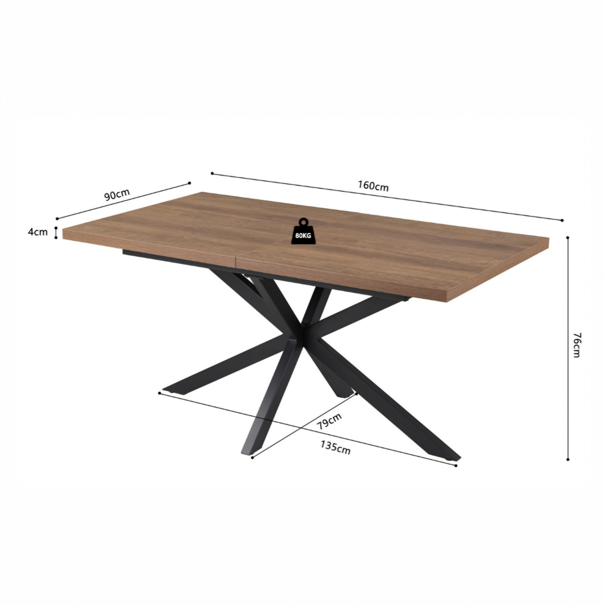 Table extensible Kos 160-200 cm Décor Brun foncé – Image 5