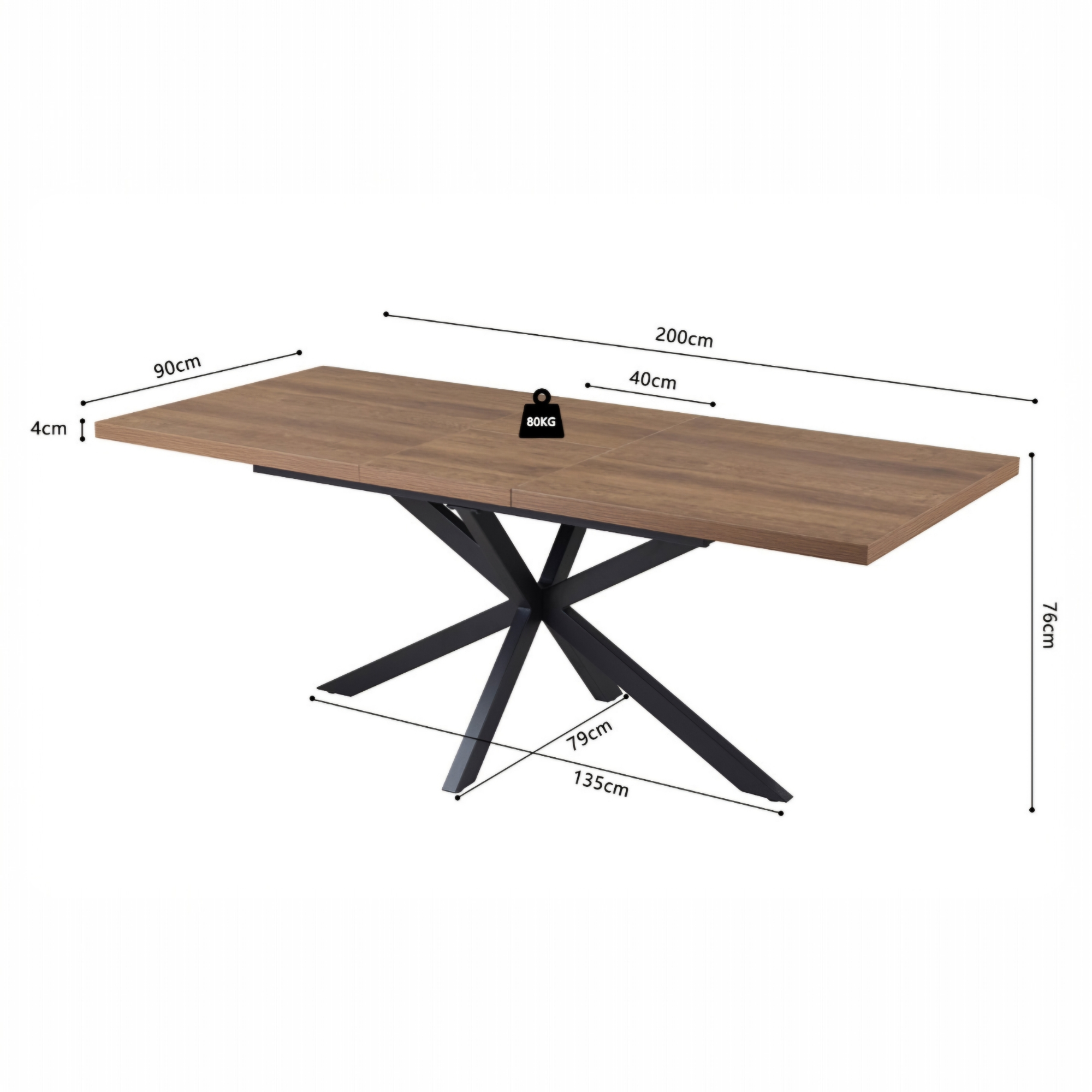 Table extensible Kos 160-200 cm Décor Brun foncé – Image 6
