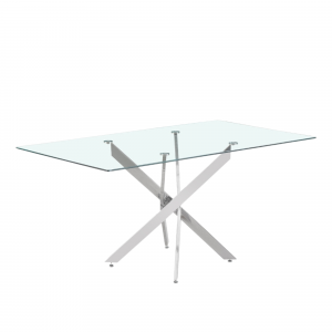Table Lasi 160 cm Verre Pieds chromés