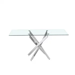 Table Lasi 160 cm Verre Pieds chromés