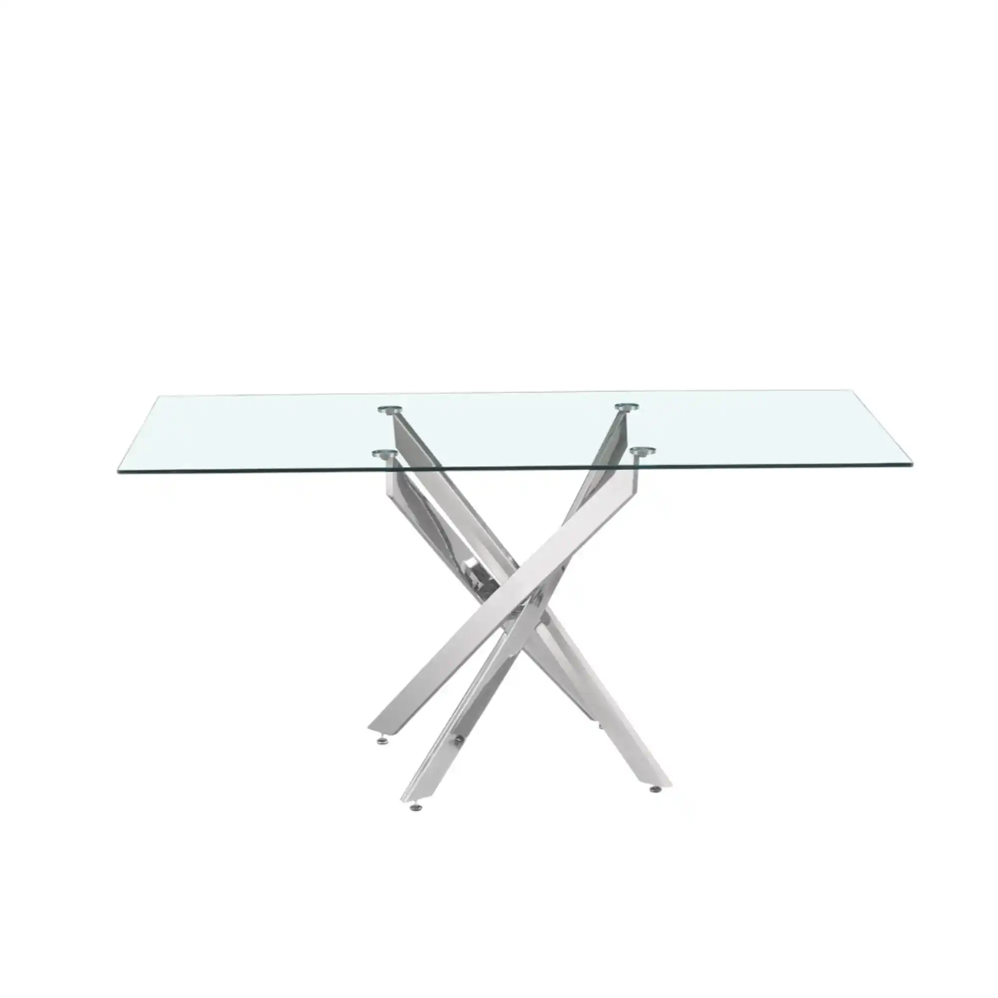 Table Lasi 160 cm Verre Pieds chromés