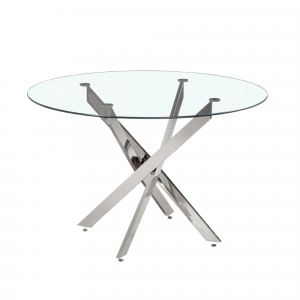Table Lasi 120 cm Ronde Verre Pieds chromés