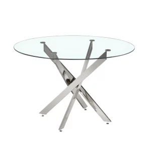 Table Lasi 120 cm Ronde Verre Pieds chromés