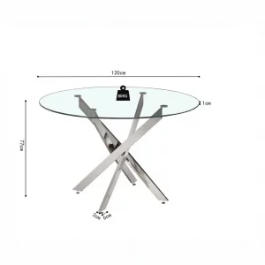 Table Lasi 120 cm Ronde Verre Pieds chromés