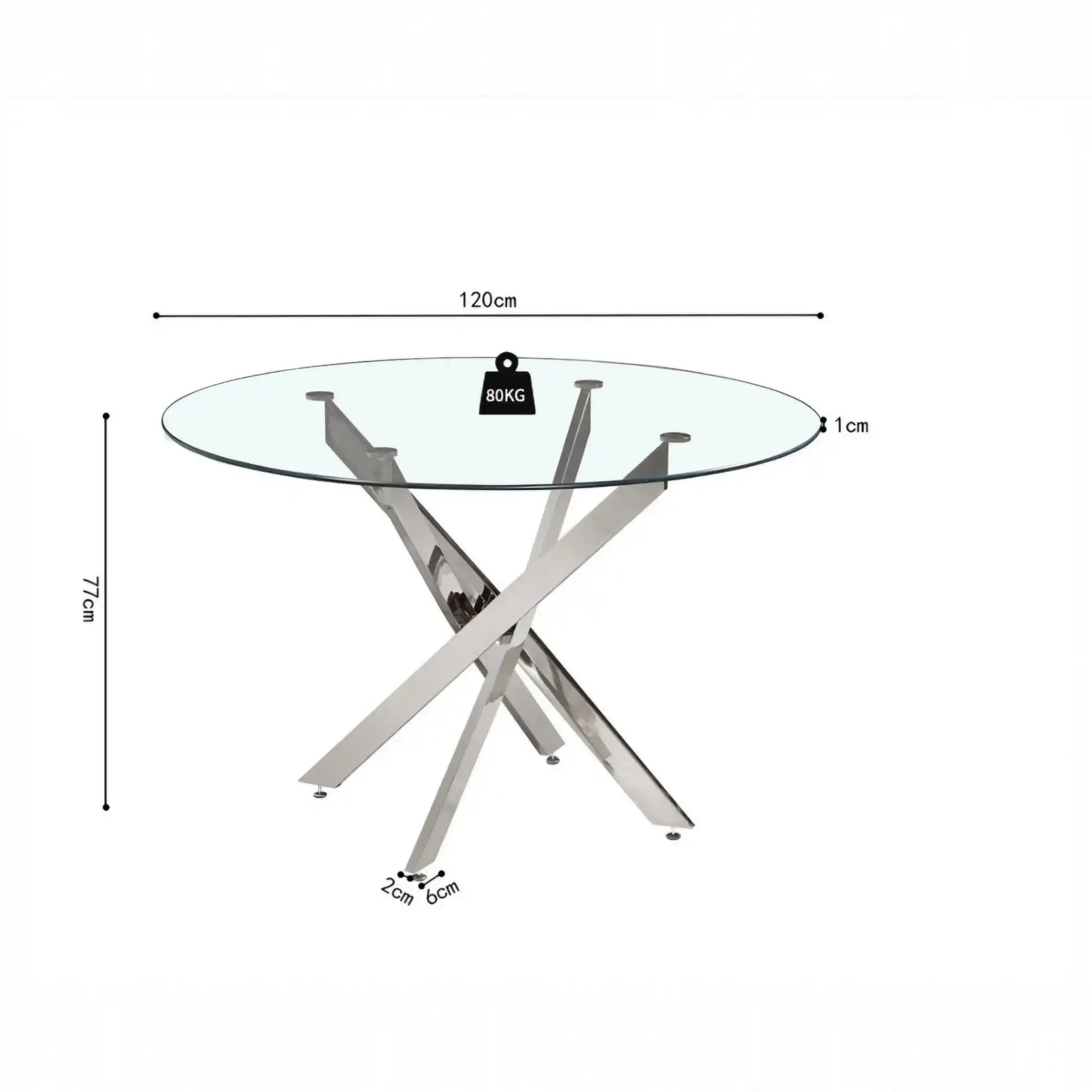 Table Lasi 120 cm Ronde Verre Pieds chromés – Image 2