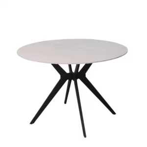 Table Apollo 110 cm Pierre Brillante Ronde Snow Blanc