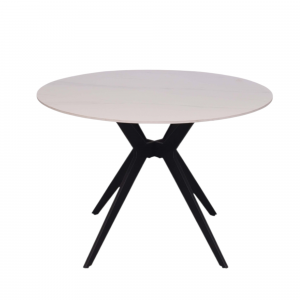 Table Apollo 110 cm Pierre Brillante Ronde Snow Blanc