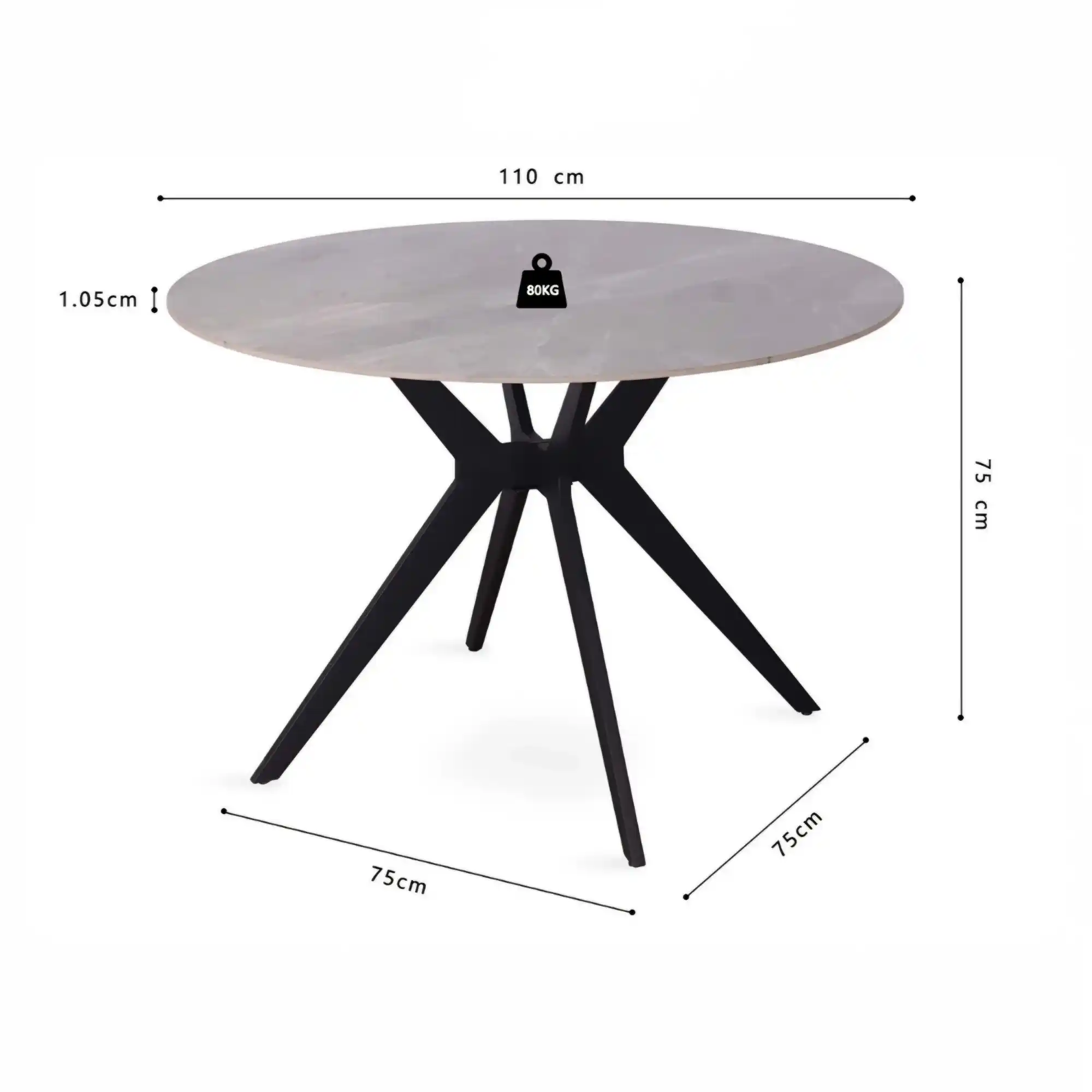 Table Apollo 110 cm Pierre Brillante Ronde Italian Gris – Image 4