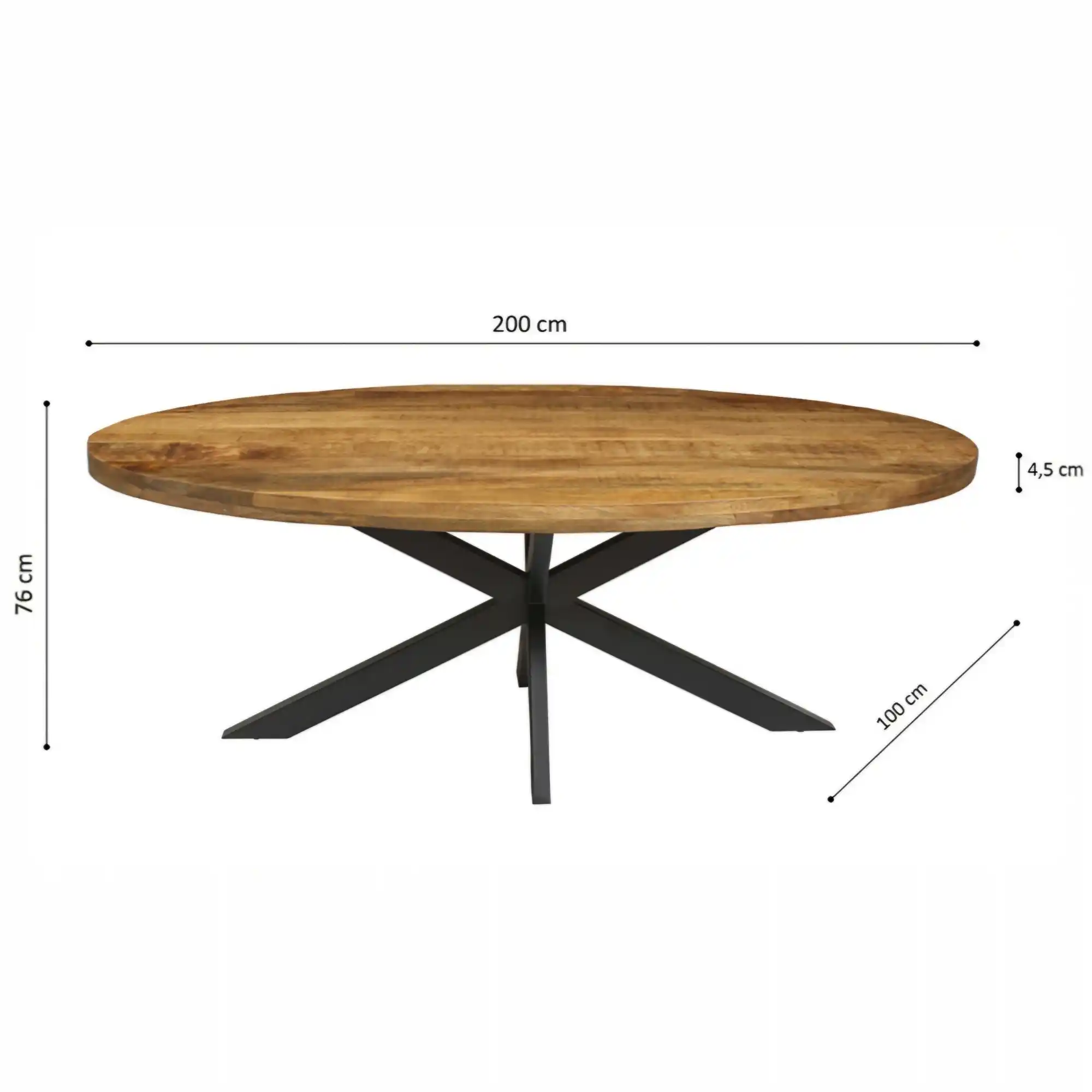 Table Alexa 200 cm Ovale Bois de Manguier – Image 3