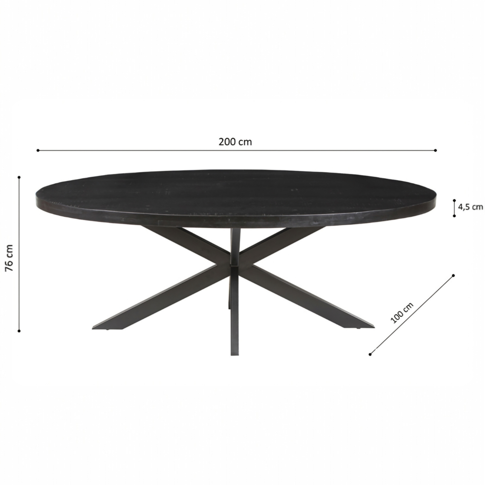 Table Alexa 200 cm Ovale Bois de Manguier noir – Image 3