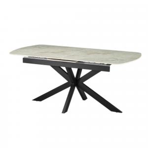 Table extensible Hestia 180-220 cm Ovale Danoise Brillant Beige