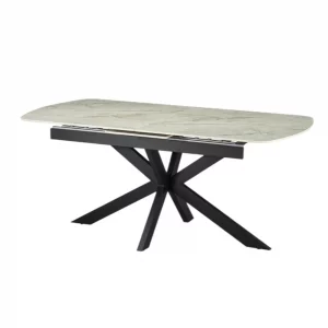 Table extensible Hestia 180-220 cm Ovale Danoise Brillant Beige