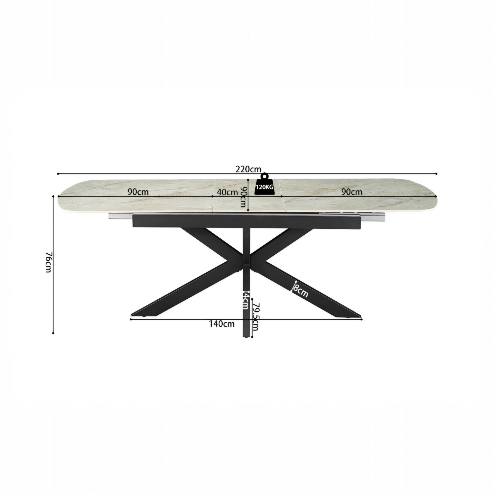 Table extensible Hestia 180-220 cm Ovale Danoise Brillant Beige – Image 6