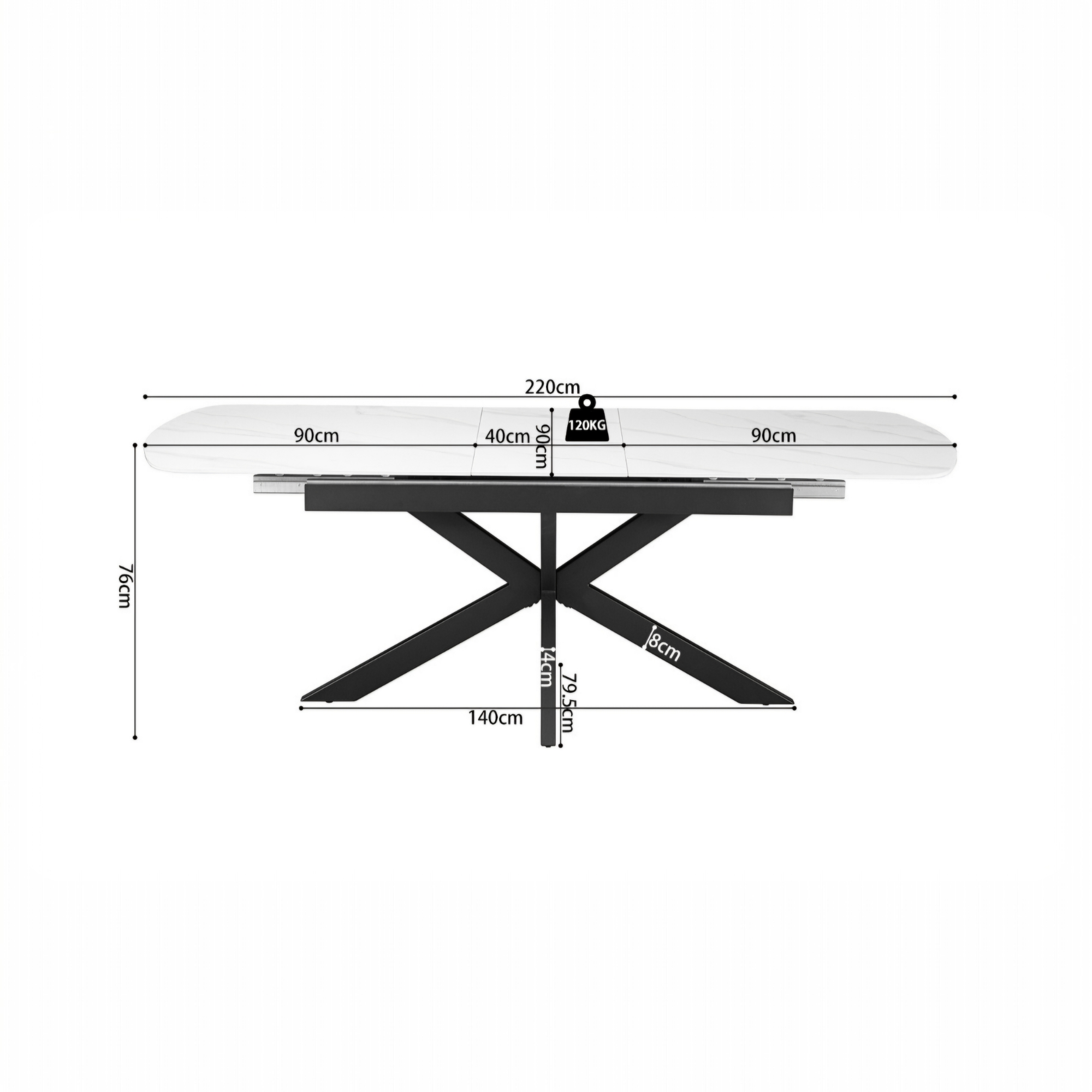 Table extensible Hestia 180-220 cm Ovale Danoise Pierre Blanc – Image 6