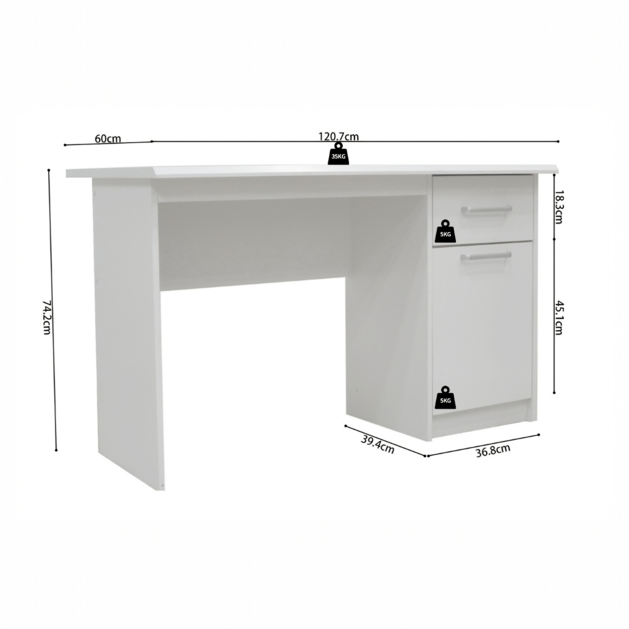 Bureau Milou 1 tiroir 1 porte Blanc – Image 5