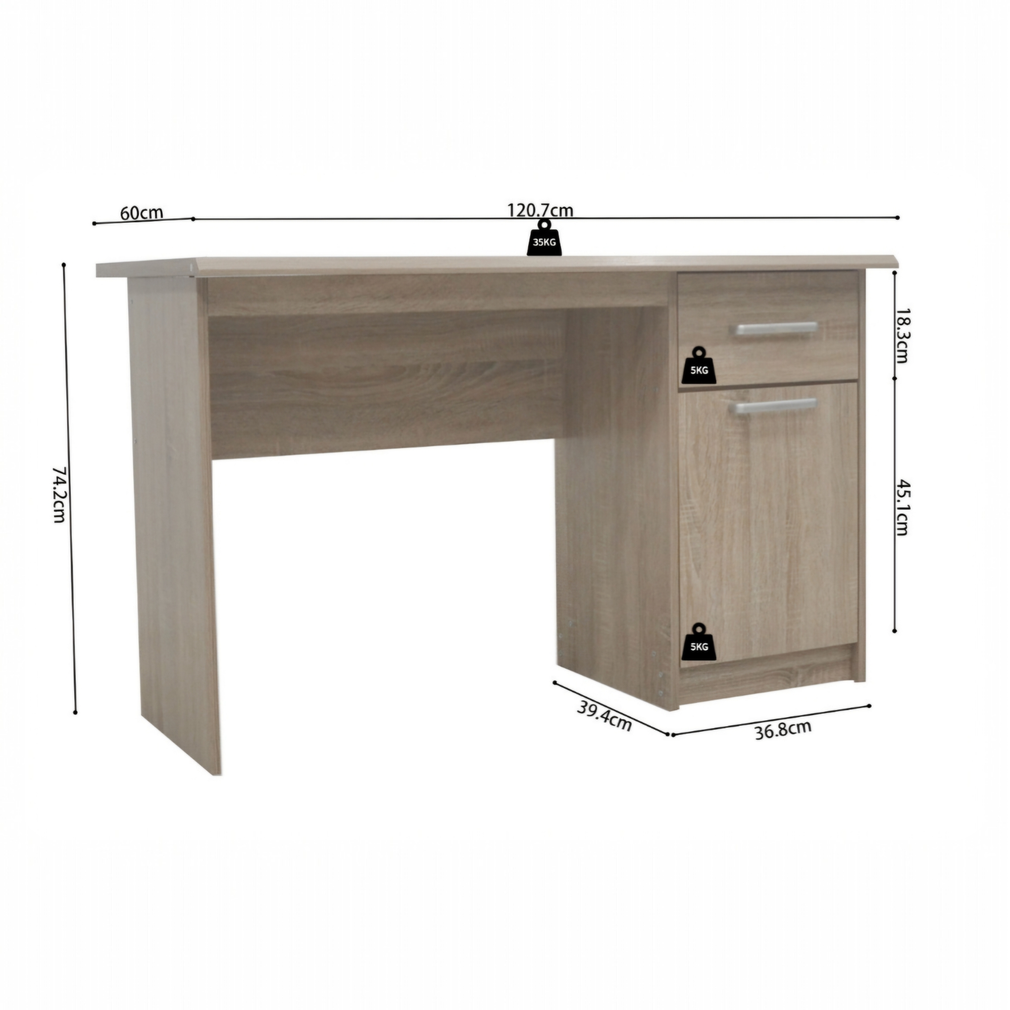 Bureau Milou 1 tiroir 1 porte Sonoma – Image 5