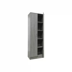 Armoire 60 Ray chêne gris 2 portes et 4 étagères