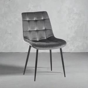 Chaise Juta Velours Gris fonc&eacute;