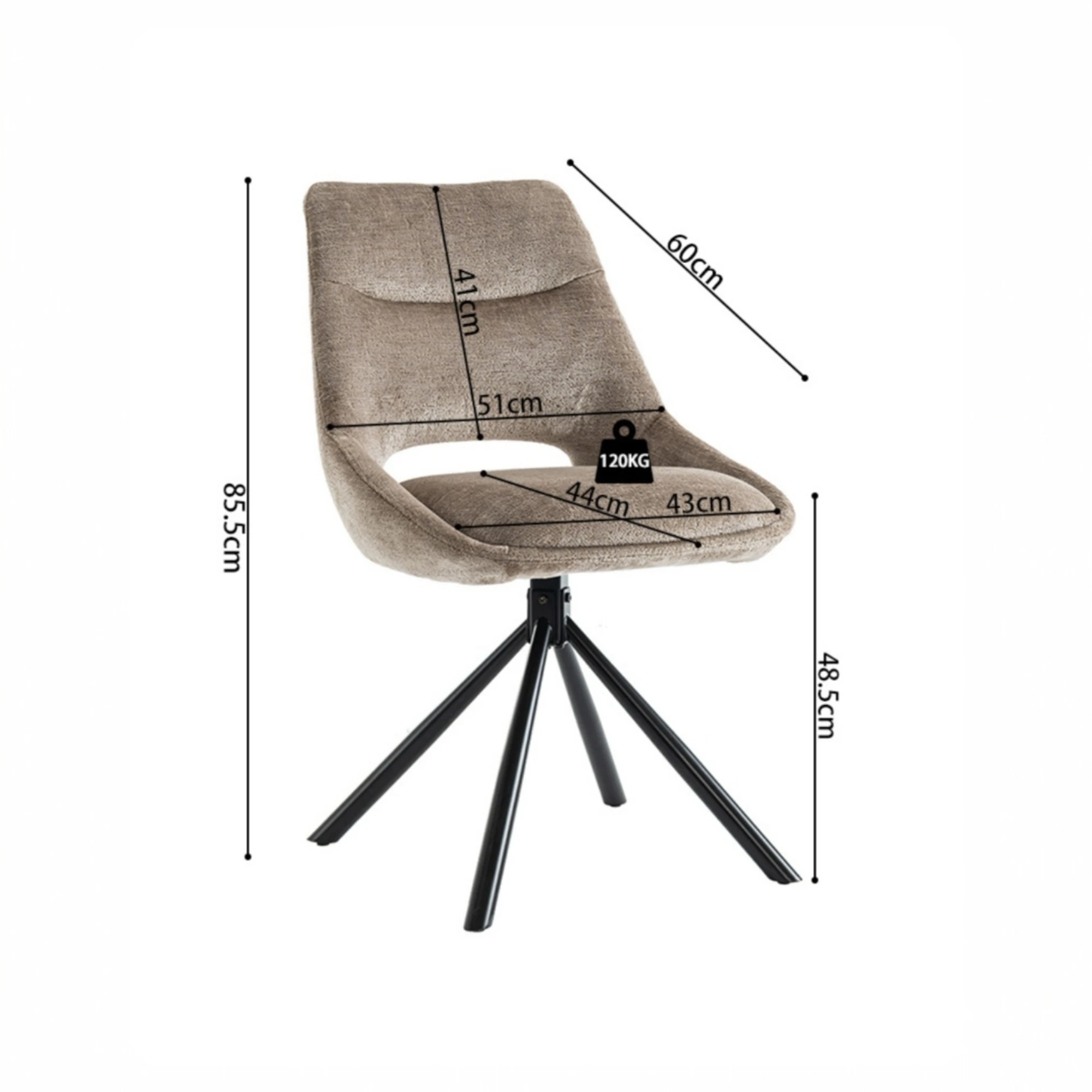 Chaise Dante Tissu Taupe – Image 4