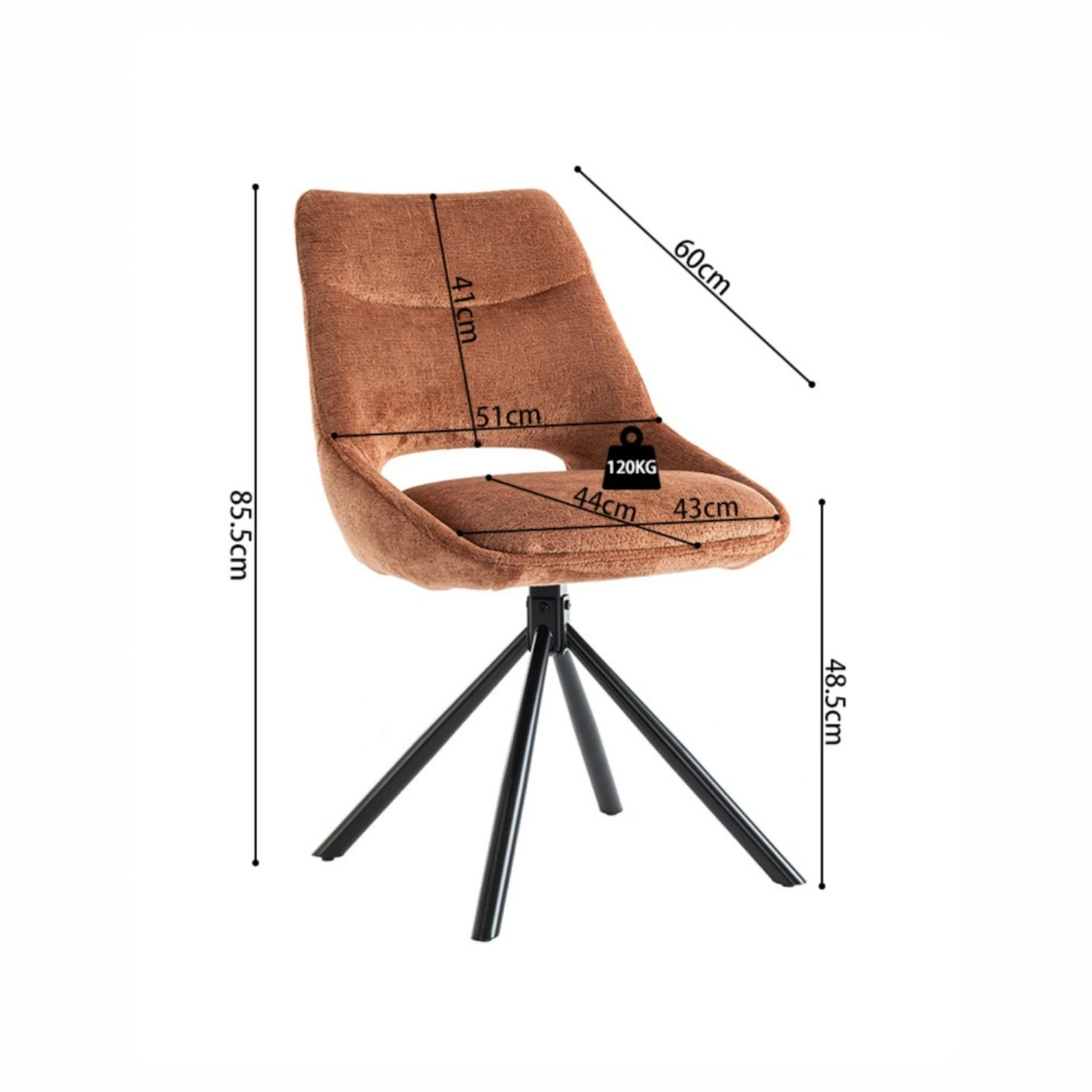 Chaise Dante Tissu Rouille – Image 4