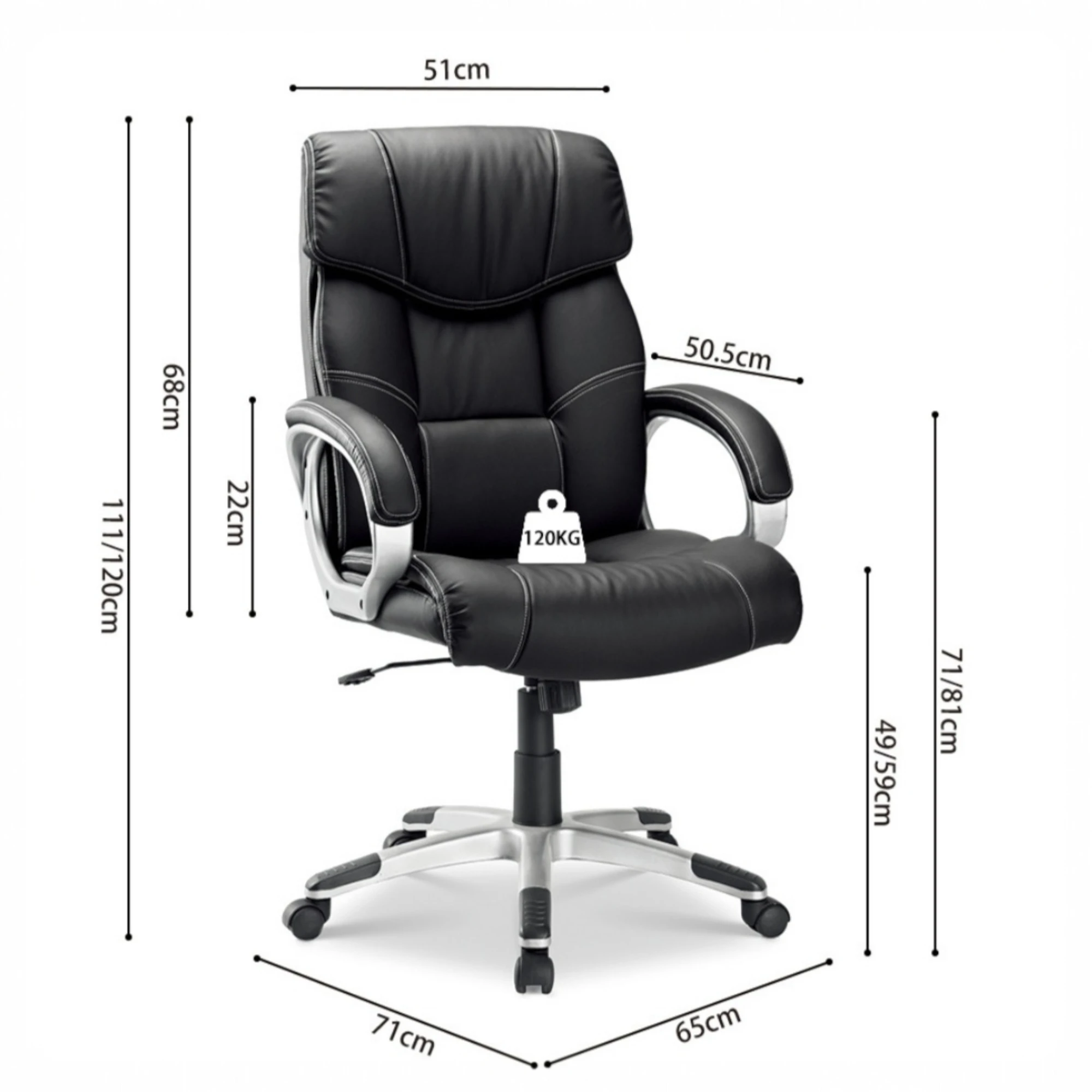 Chaise de bureau Dali PU Noir – Image 4