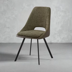 Chaise Filou Boucl&eacute; Vert Dos PU Brun vert fonc&eacute;