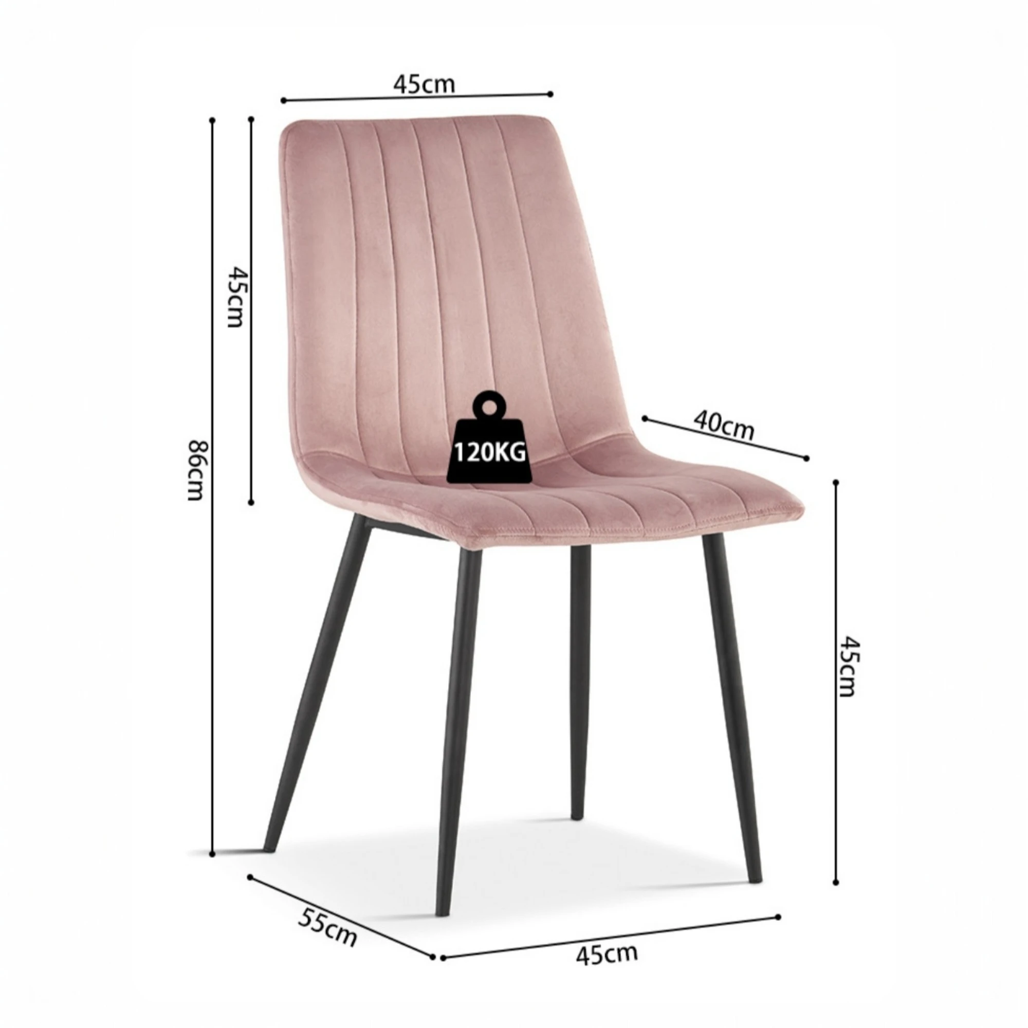 Chaise Willis Velours Rose – Image 4